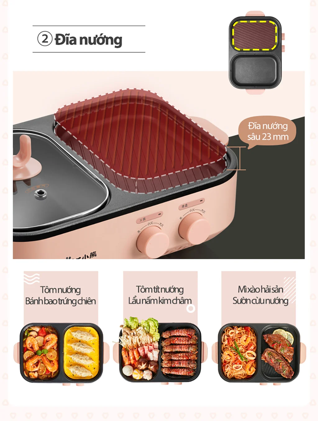 Nồi lẩu nướng đa năng Bear DKL-C12D1