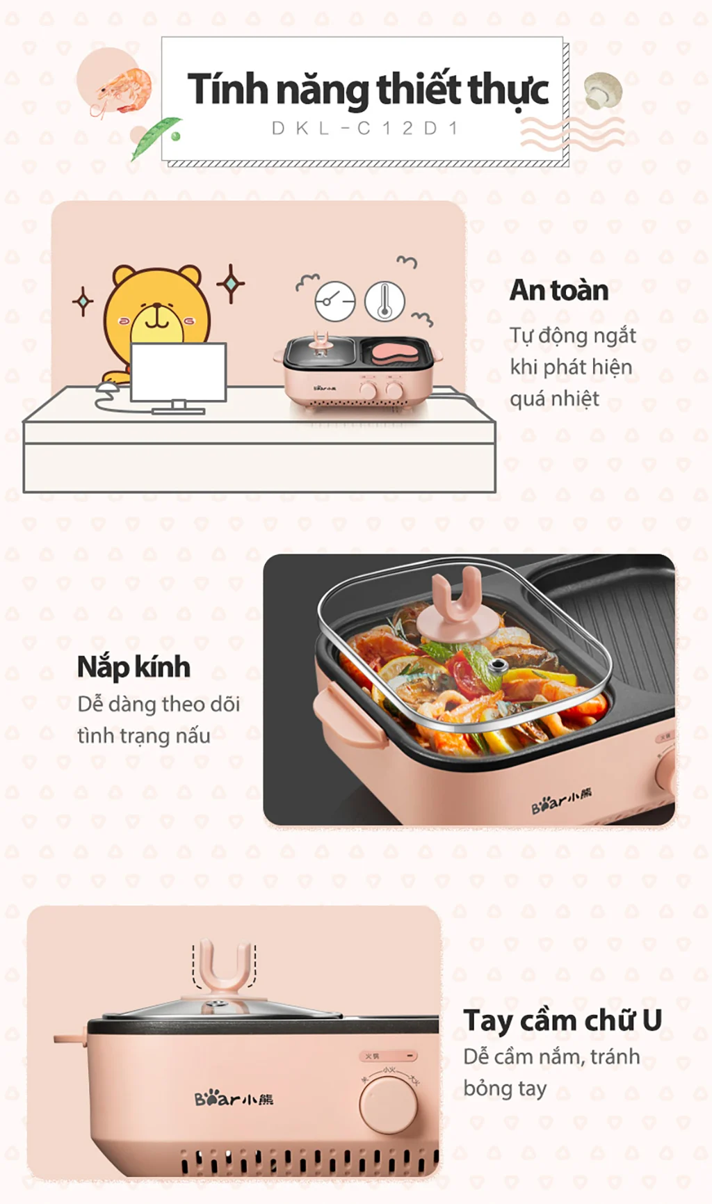 Nồi lẩu nướng đa năng Bear DKL-C12D1