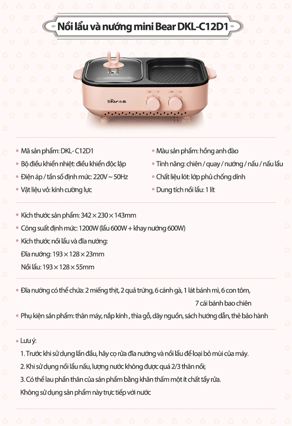 Nồi lẩu nướng đa năng Bear DKL-C12D1