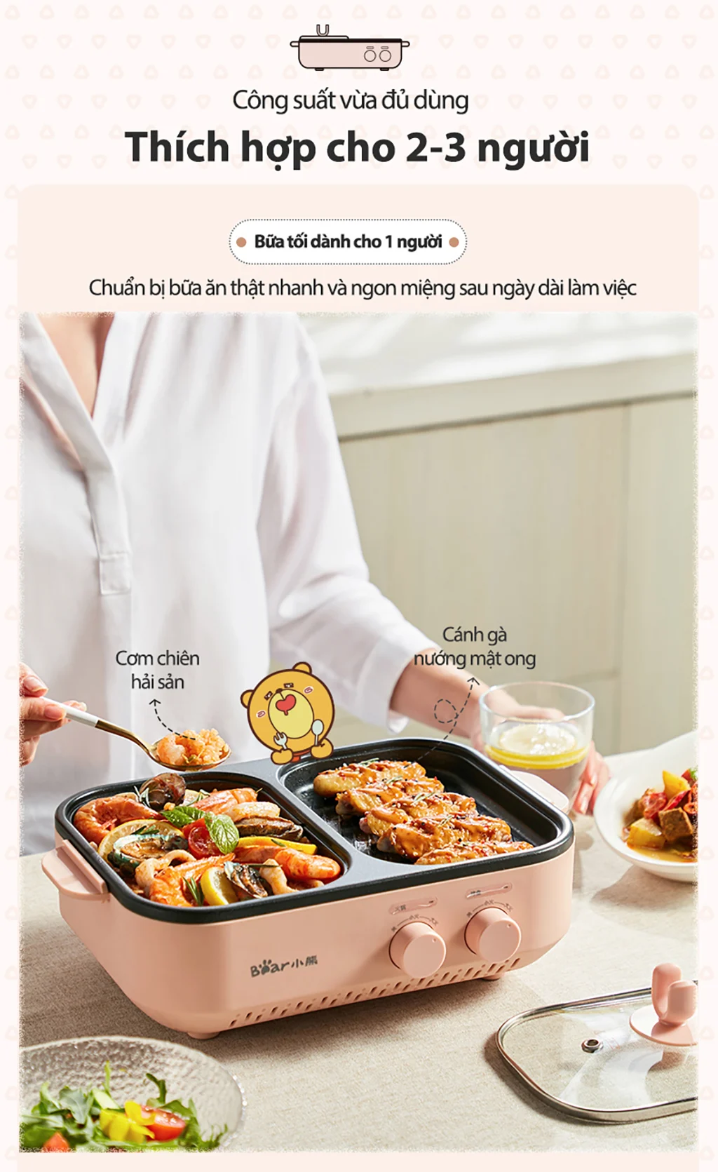 Nồi lẩu nướng đa năng Bear DKL-C12D1